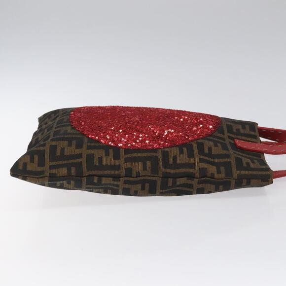 FENDI Zucca Canvas Hand Bag Sequin Black Brown - Picture 4 of 12